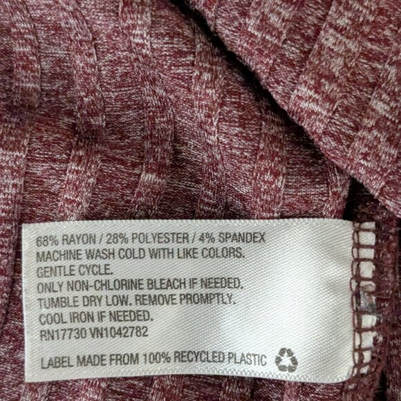 AVA & VIV Burgundy Long Sleeve Rib Knit V-Neck Stretch Pullover Top; Size 2X - Picture 4 of 4